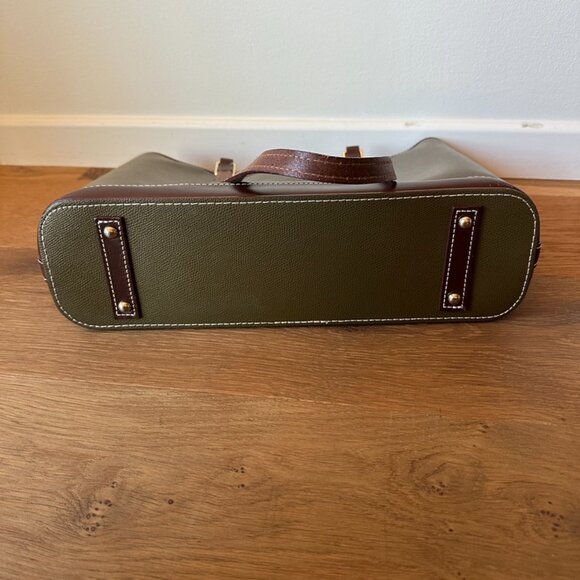 Dooney & Bourke Olive Green & Brown Leather Tote Bag - Picture 5 of 10